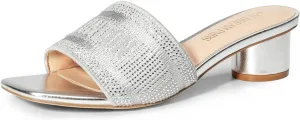 DREAM PAIRS Women's Square Open Toe Slip on Heels for women Low Block Chunky Heeled Sandals Slide Sandals Comfortable Casual Fashion Pumps Shoes