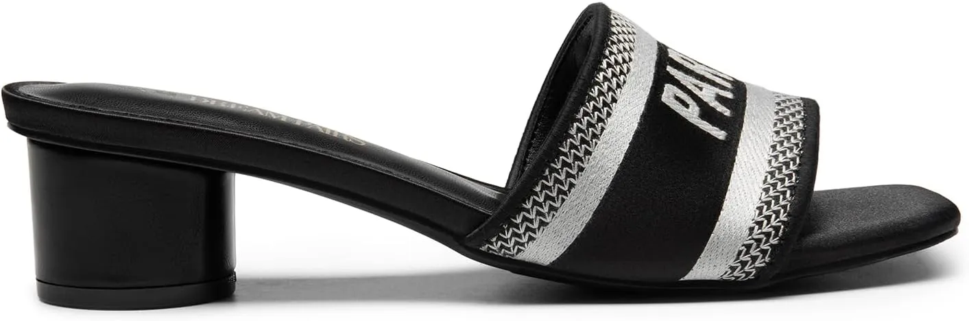 DREAM PAIRS Women's Square Open Toe Slip on Heels for women Low Block Chunky Heeled Sandals Slide Sandals Comfortable Casual Fashion Pumps Shoes