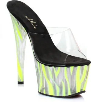 Ellie Shoes 7 Inch Mule with Blacklight Zebra Pattern