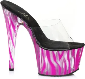 Ellie Shoes 7 Inch Mule with Blacklight Zebra Pattern