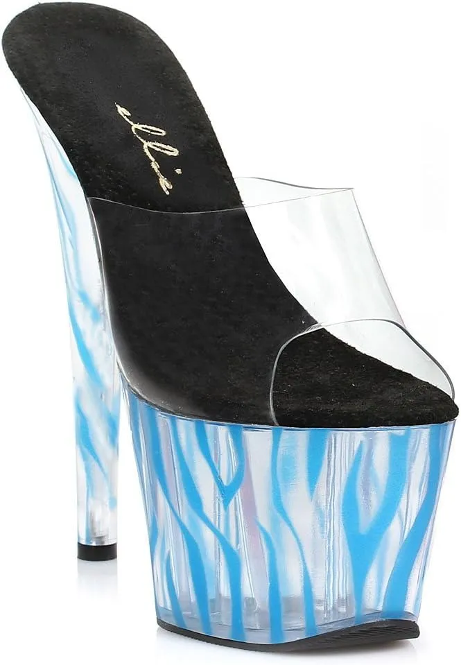 Ellie Shoes 7 Inch Mule with Blacklight Zebra Pattern