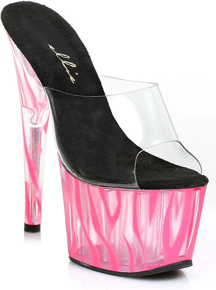 Ellie Shoes 7 Inch Mule with Blacklight Zebra Pattern