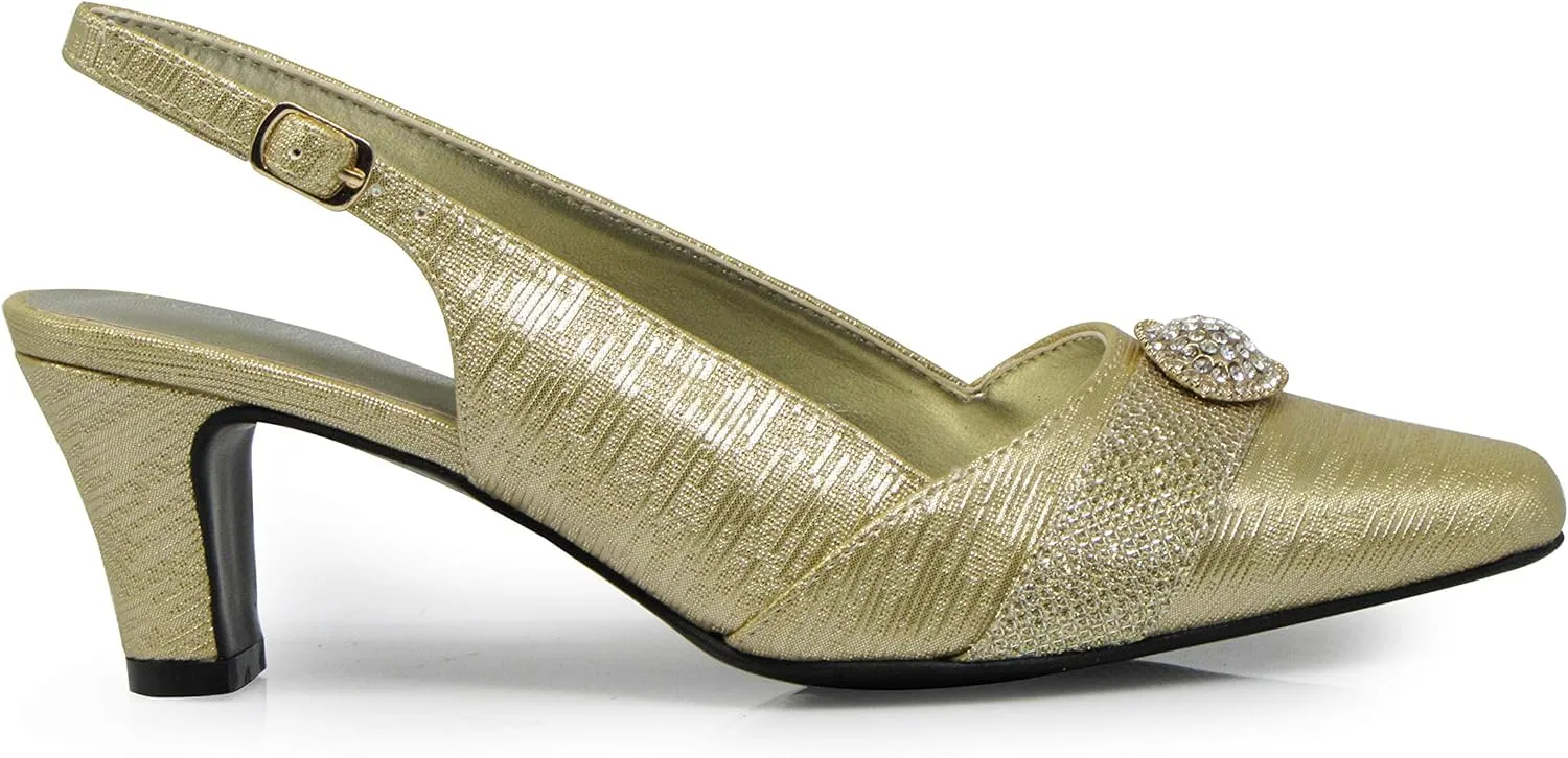 Enzo Romeo cambria02 Women's Wide Width Sling Back Low Heeled Pointy Pumps Sandals Shoes