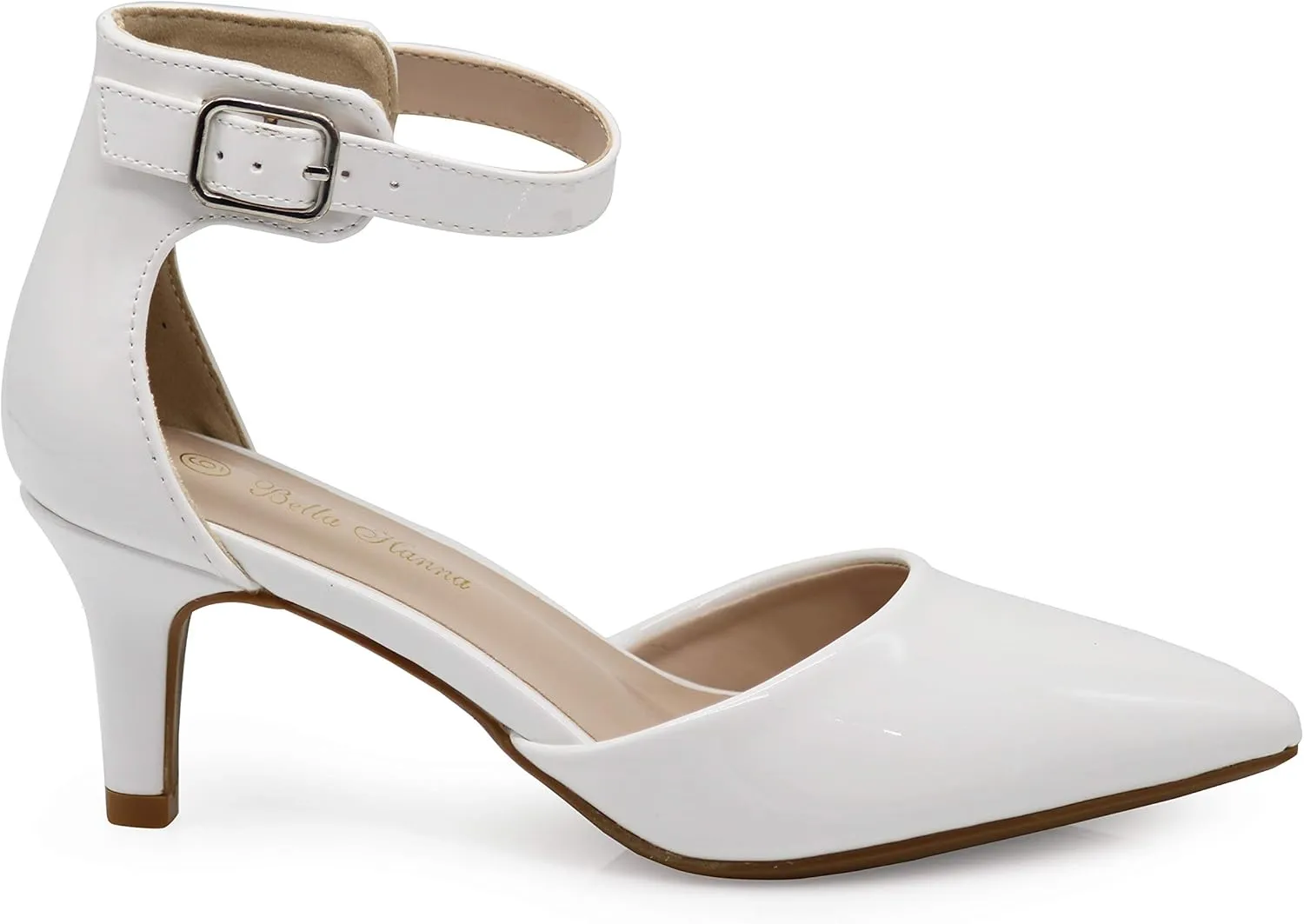 Enzo Romeo Jputa Women's Pointy Toe High Mid Heel Sexy Ankle Strap Sandals Ballerina Dress Pump Ballet Wedding Patent Harlow Pump Shoes