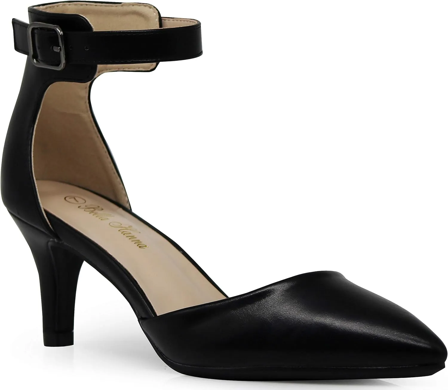 Enzo Romeo Jputa Women's Pointy Toe High Mid Heel Sexy Ankle Strap Sandals Ballerina Dress Pump Ballet Wedding Patent Harlow Pump Shoes