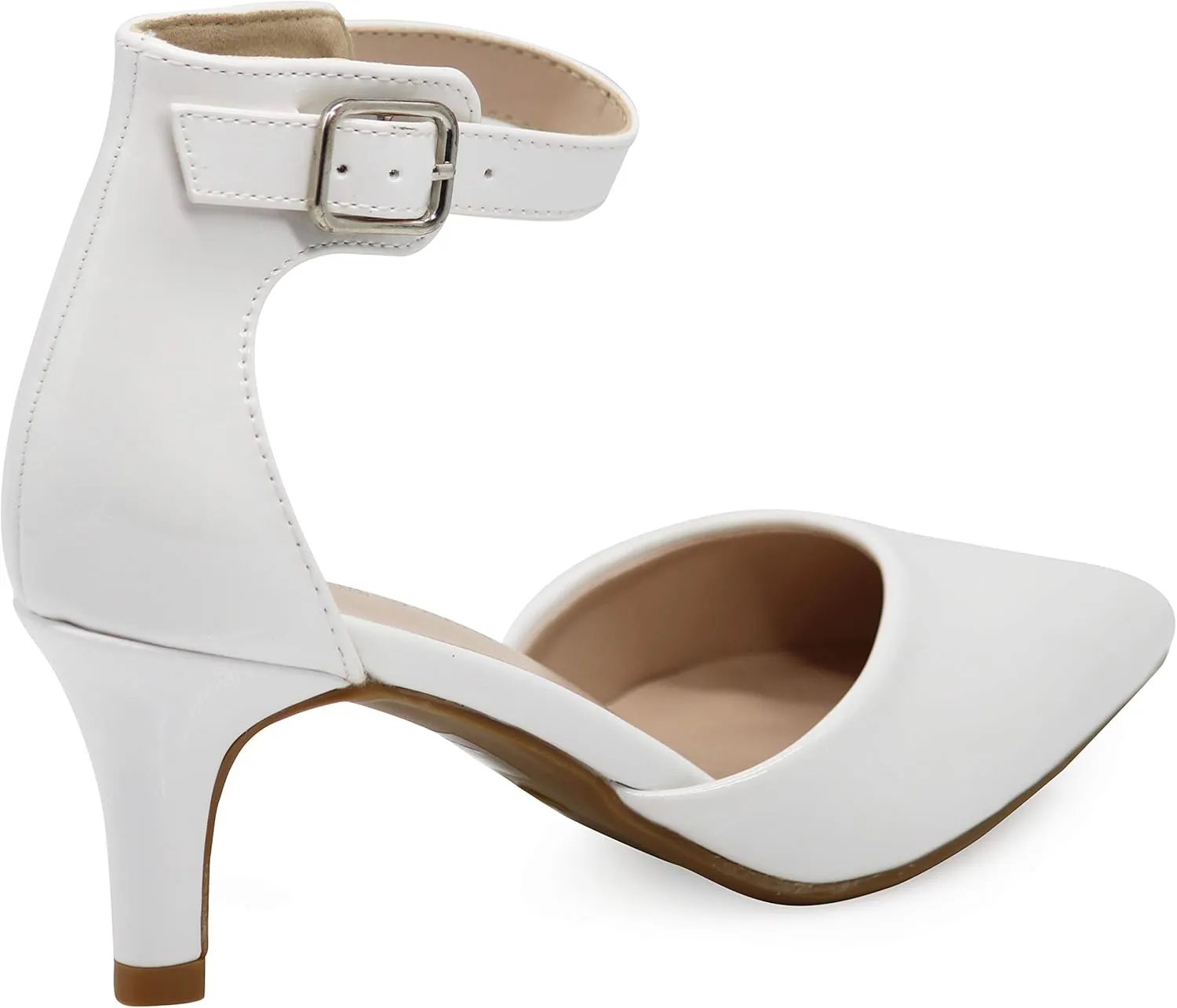 Enzo Romeo Jputa Women's Pointy Toe High Mid Heel Sexy Ankle Strap Sandals Ballerina Dress Pump Ballet Wedding Patent Harlow Pump Shoes