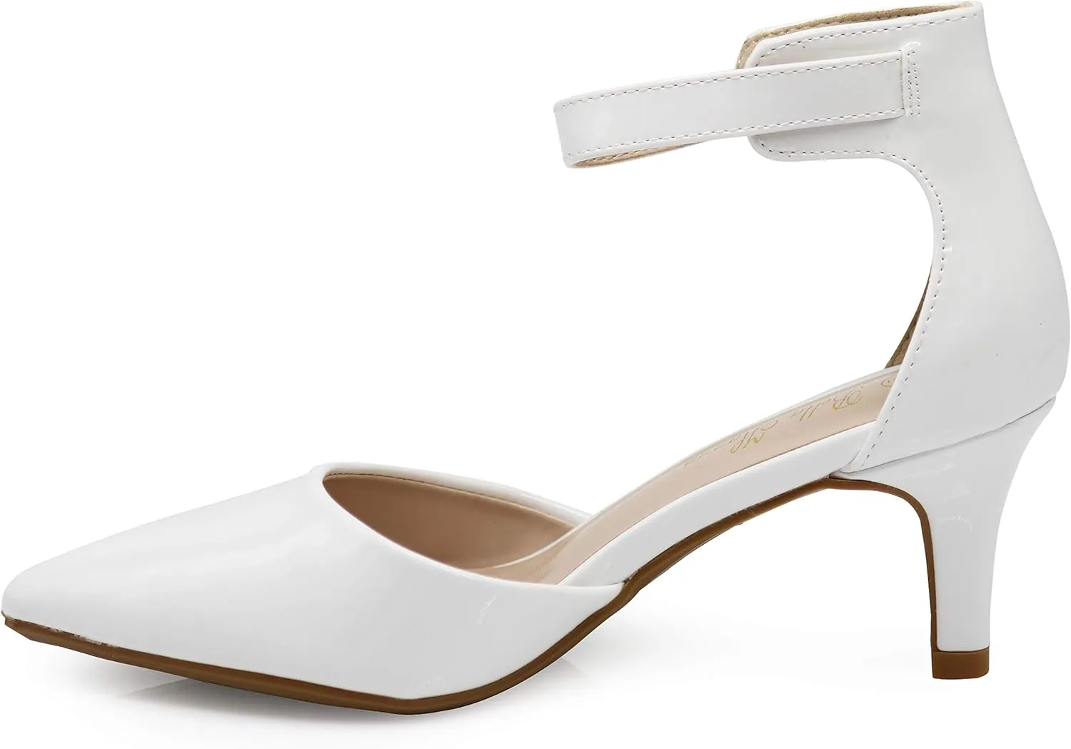 Enzo Romeo Jputa Women's Pointy Toe High Mid Heel Sexy Ankle Strap Sandals Ballerina Dress Pump Ballet Wedding Patent Harlow Pump Shoes