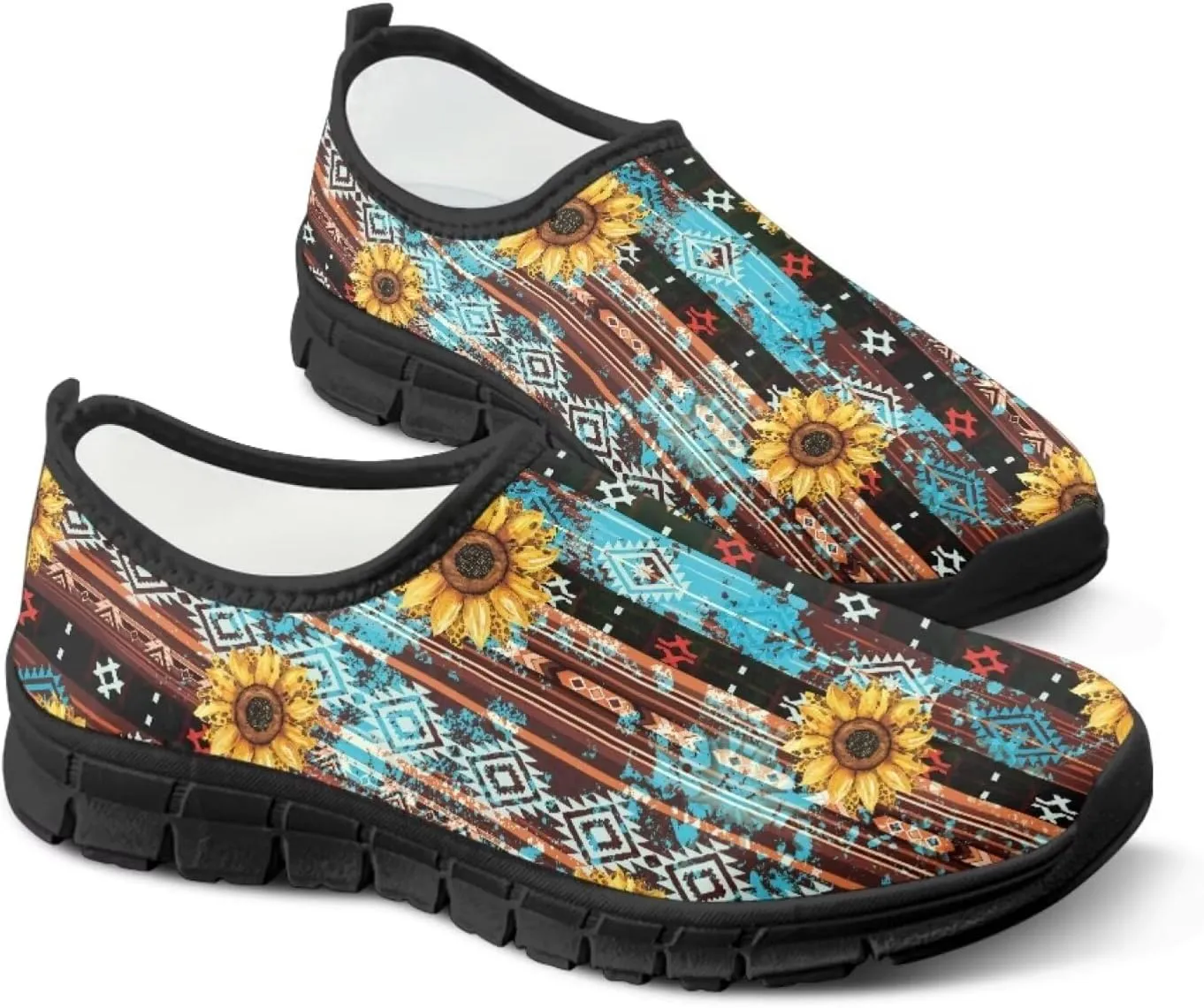 Ethnic Tribe Slip On Shoes for Men,Women Comfortable Leisure Slippers Elastic Black Outsole Walking Sneaker