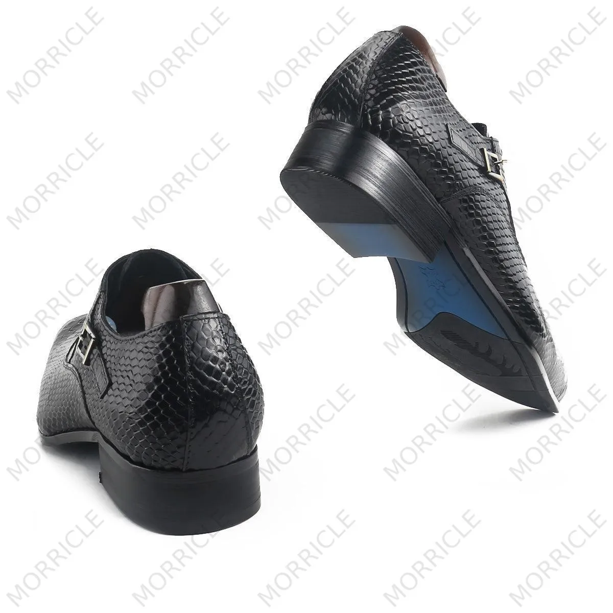 Exotic Black Python Print Oxford Shoes