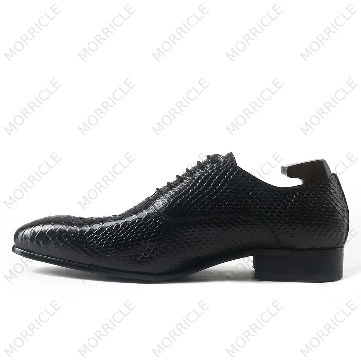 Exotic Black Python Print Oxford Shoes