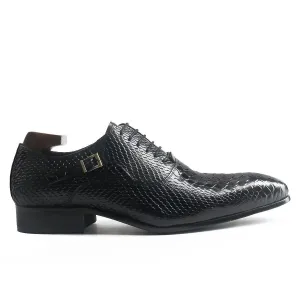 Exotic Black Python Print Oxford Shoes