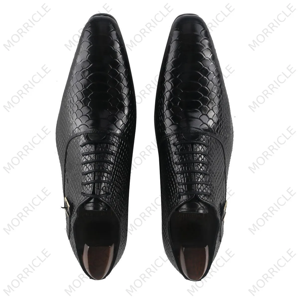 Exotic Black Python Print Oxford Shoes
