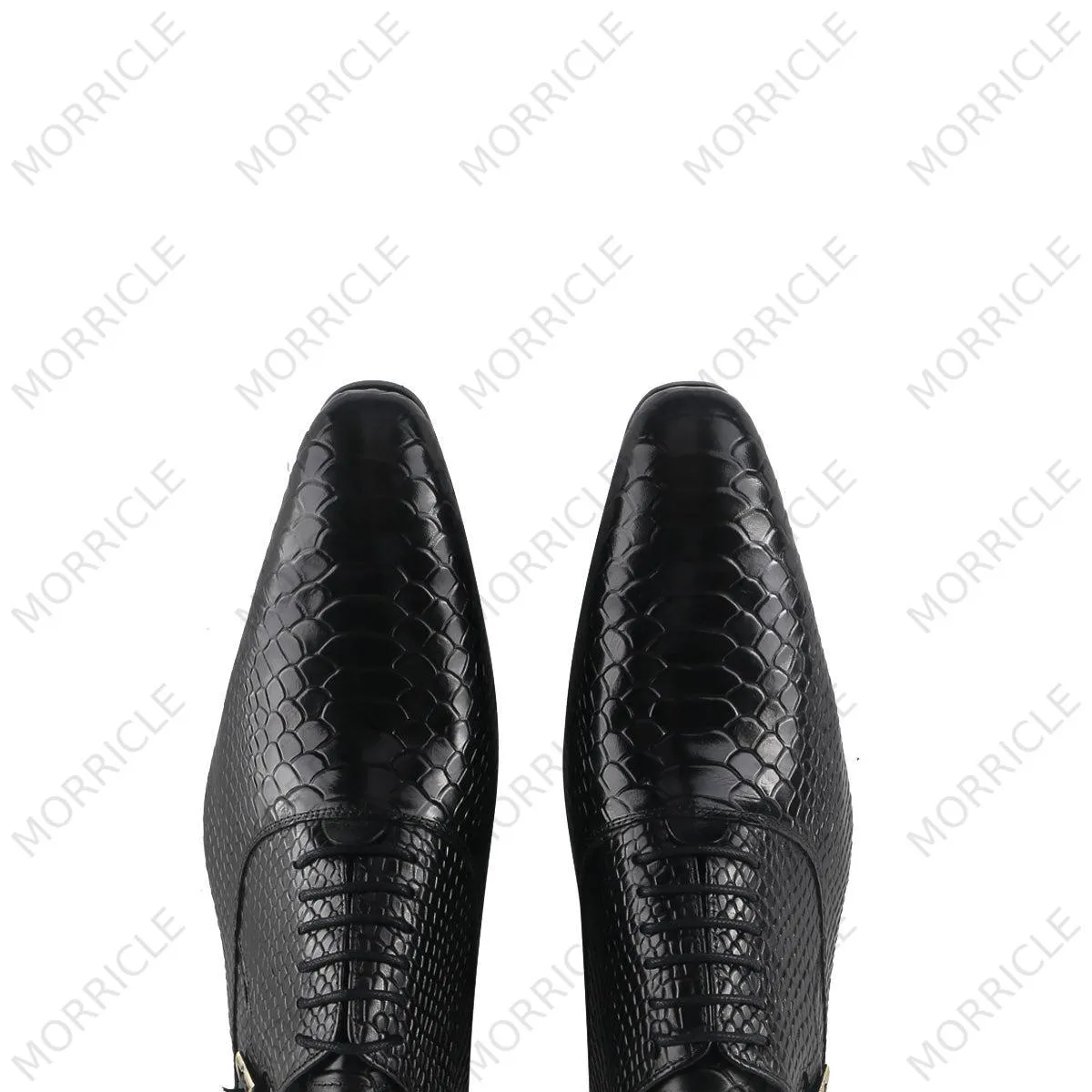 Exotic Black Python Print Oxford Shoes