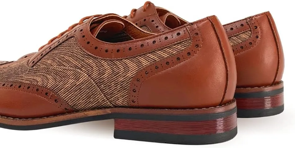 Ferro Aldo Alan M139001G Mens Classic Perforated Duo-Texture Lace-up Wingtip Oxford Dress Shoes