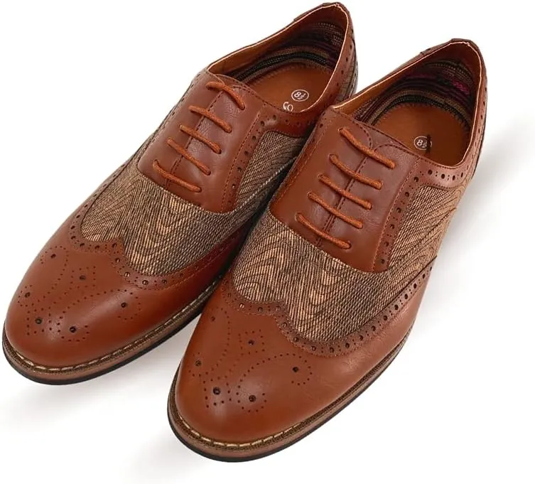 Ferro Aldo Alan M139001G Mens Classic Perforated Duo-Texture Lace-up Wingtip Oxford Dress Shoes