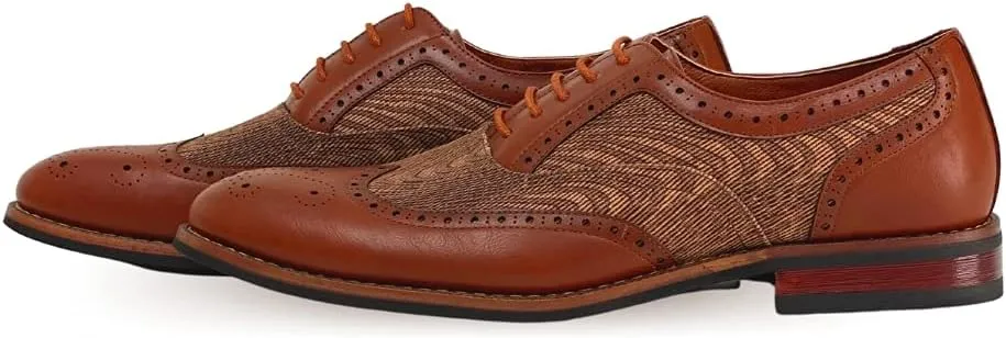 Ferro Aldo Alan M139001G Mens Classic Perforated Duo-Texture Lace-up Wingtip Oxford Dress Shoes