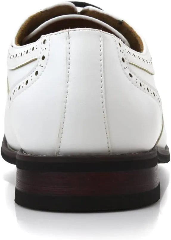 Ferro Aldo Arthur MFA139001D Mens Wingtip Two Tone Oxford Black and White Spectator Dress Shoes