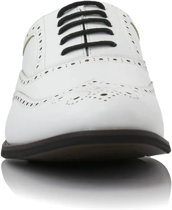 Ferro Aldo Arthur MFA139001D Mens Wingtip Two Tone Oxford Black and White Spectator Dress Shoes