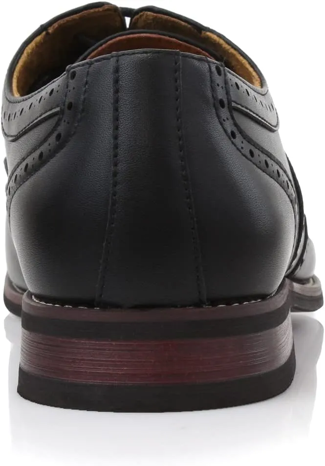 Ferro Aldo Arthur MFA139001D Mens Wingtip Two Tone Oxford Black and White Spectator Dress Shoes