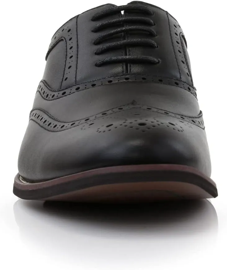 Ferro Aldo Arthur MFA139001D Mens Wingtip Two Tone Oxford Black and White Spectator Dress Shoes