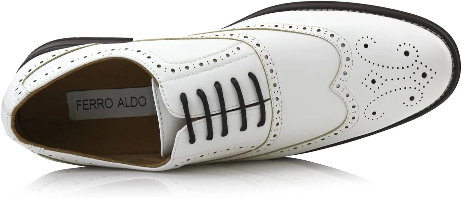 Ferro Aldo Arthur MFA139001D Mens Wingtip Two Tone Oxford Black and White Spectator Dress Shoes
