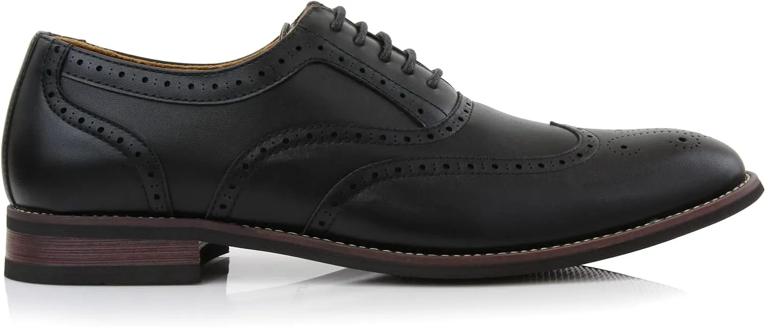 Ferro Aldo Arthur MFA139001D Mens Wingtip Two Tone Oxford Black and White Spectator Dress Shoes