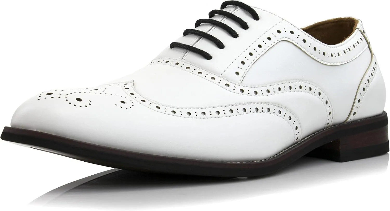 Ferro Aldo Arthur MFA139001D Mens Wingtip Two Tone Oxford Black and White Spectator Dress Shoes