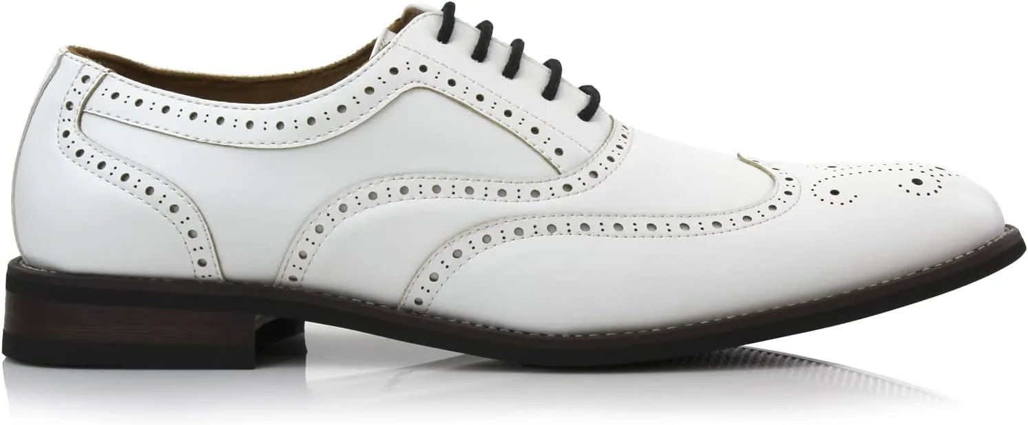Ferro Aldo Arthur MFA139001D Mens Wingtip Two Tone Oxford Black and White Spectator Dress Shoes
