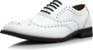 Ferro Aldo Arthur MFA139001D Mens Wingtip Two Tone Oxford Black and White Spectator Dress Shoes
