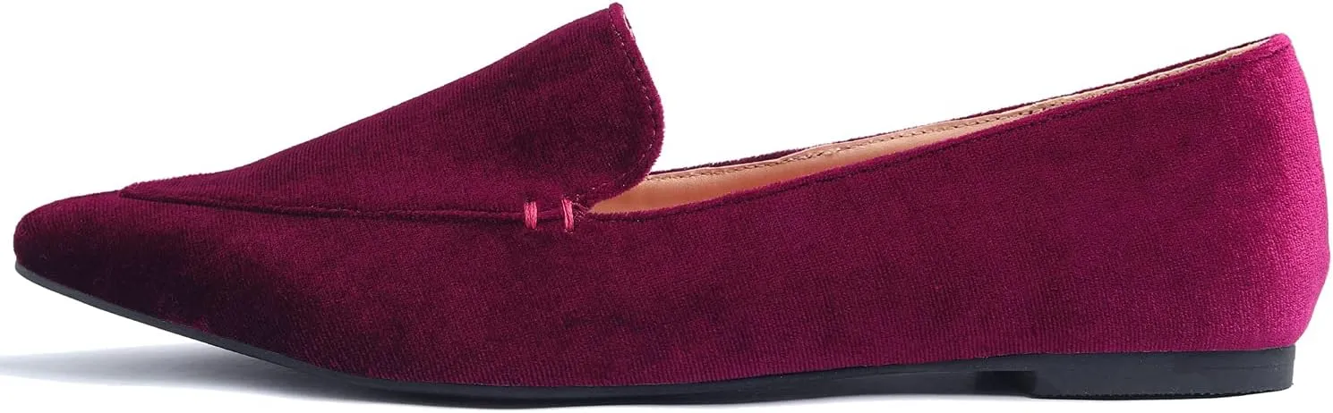 FEVERSOLE Women's Loafer Flat Pointed Fashion Slip On Comfort Driving Office Shoes