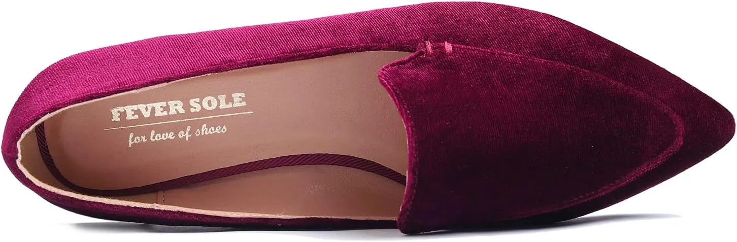 FEVERSOLE Women's Loafer Flat Pointed Fashion Slip On Comfort Driving Office Shoes