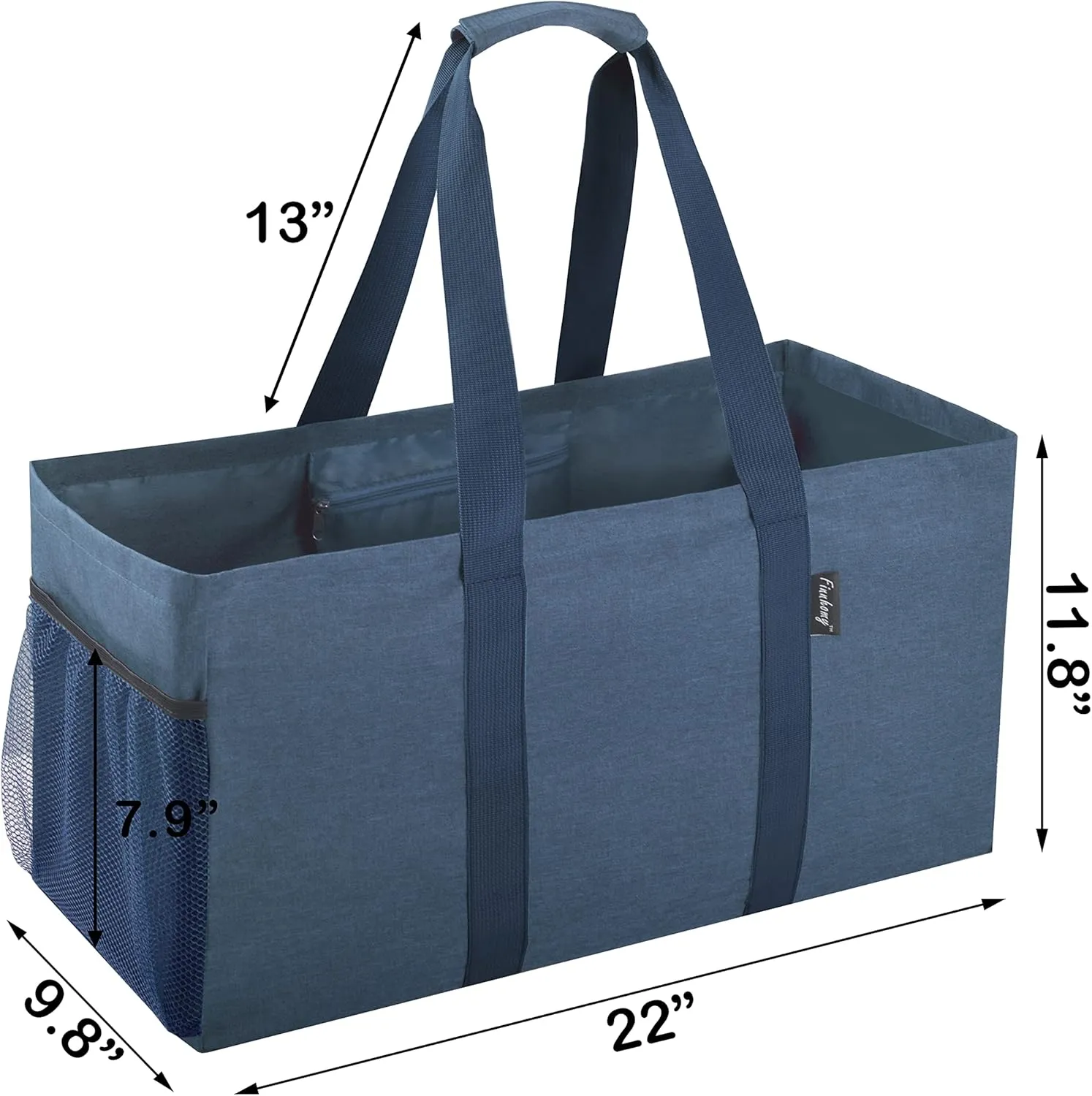 Finnhomy 42L Extra Large Utility Tote Bag, Oxford Fabric Reusable Folding Grocery Bags with Handles and Pockets, 2 Pack