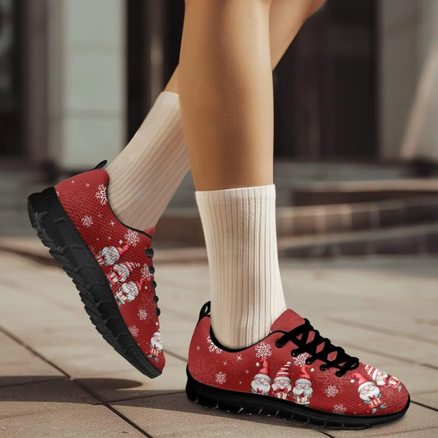 FKELYI Christmas Running Shoes for Women Athletic Tennis Sneakers Breathable Walking Flats