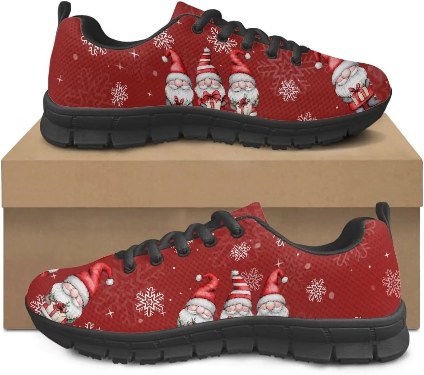 FKELYI Christmas Running Shoes for Women Athletic Tennis Sneakers Breathable Walking Flats