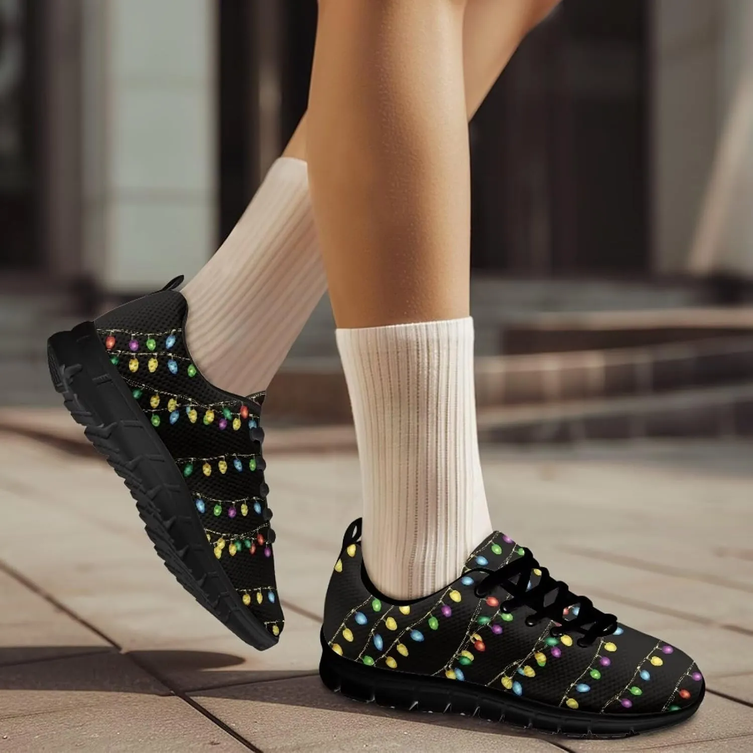 FKELYI Christmas Running Shoes for Women Athletic Tennis Sneakers Breathable Walking Flats
