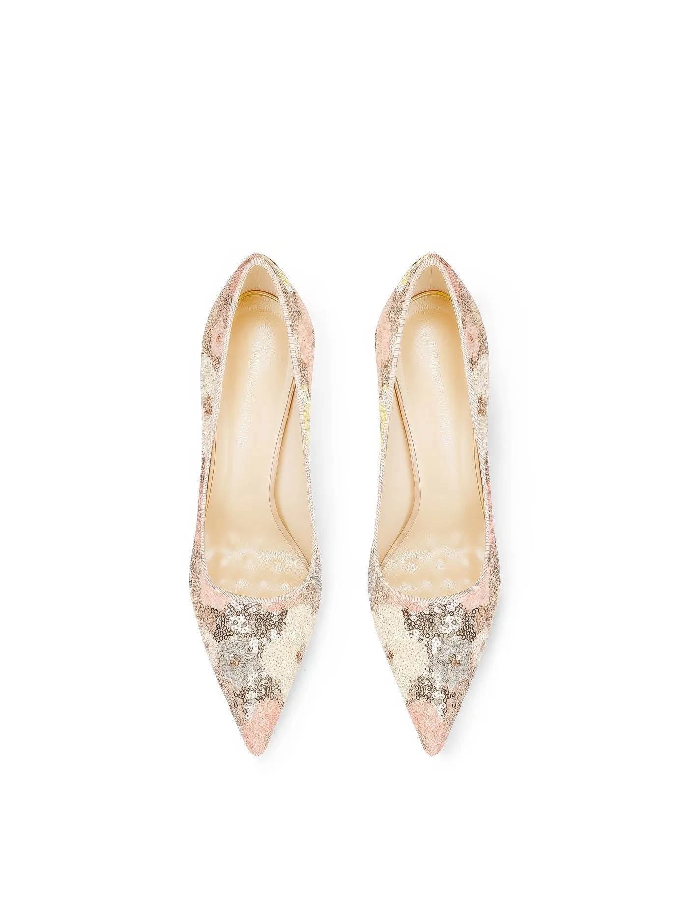 Floral Sequin Pointy Toe High Heels