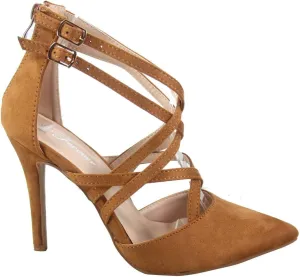 Forever Link Young-02 Womens Closed Pointy Toe Dorsay Ankle Strap Stiletto High Heel Pump Sandal