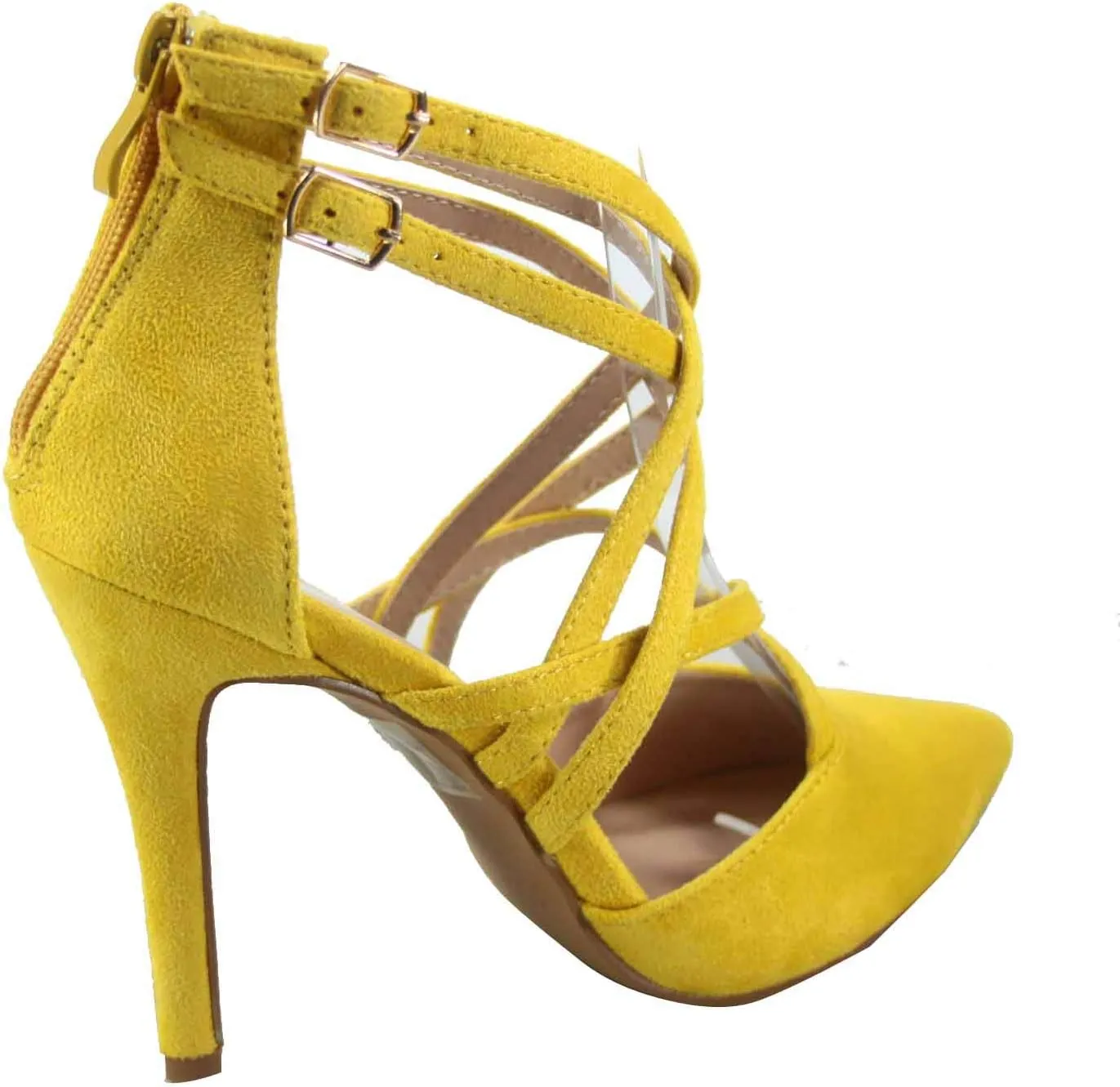 Forever Link Young-02 Womens Closed Pointy Toe Dorsay Ankle Strap Stiletto High Heel Pump Sandal