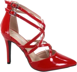 Forever Link Young-02 Womens Closed Pointy Toe Dorsay Ankle Strap Stiletto High Heel Pump Sandal