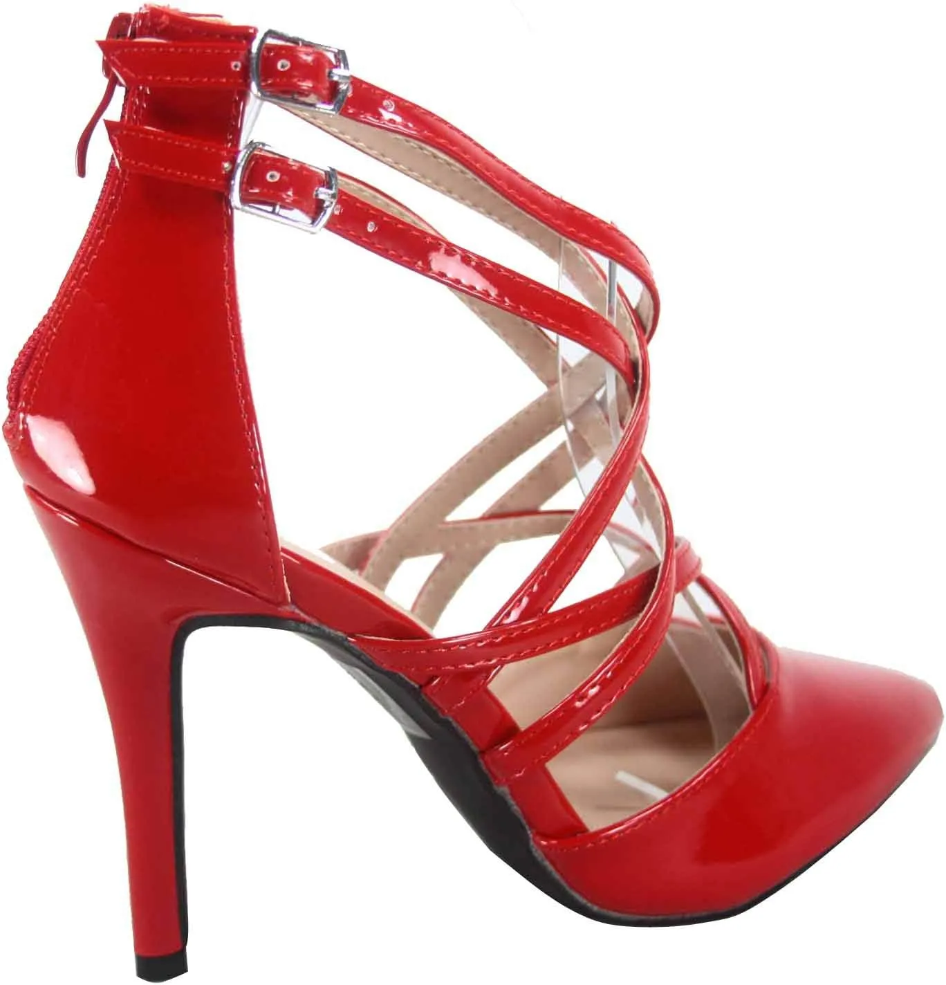 Forever Link Young-02 Womens Closed Pointy Toe Dorsay Ankle Strap Stiletto High Heel Pump Sandal