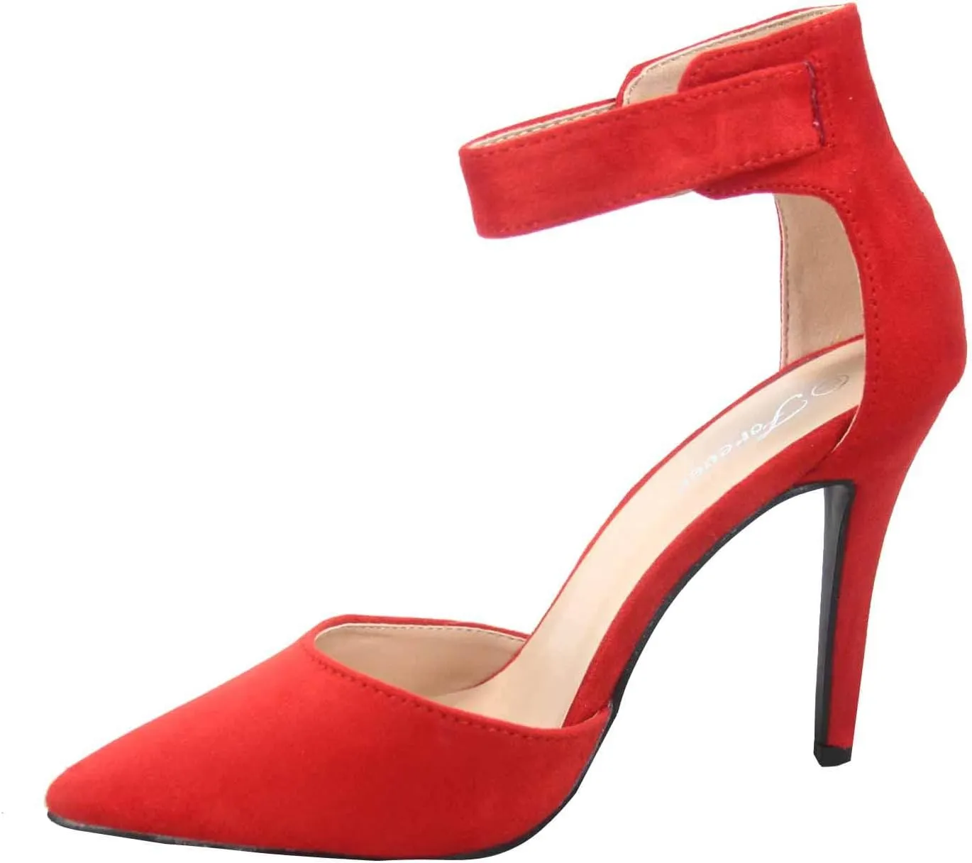 Forever Link Young-02 Womens Closed Pointy Toe Dorsay Ankle Strap Stiletto High Heel Pump Sandal