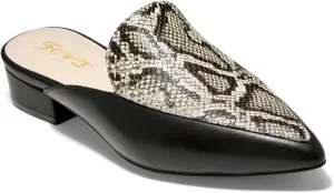 FOWT V-Shaped Snakeskin Embossed Backless Mules Women Pointed Toe Low Chunky Heel Sandals Ladies Slip on Side Unisex Shoes for Office Dress Party 4-16 US Size