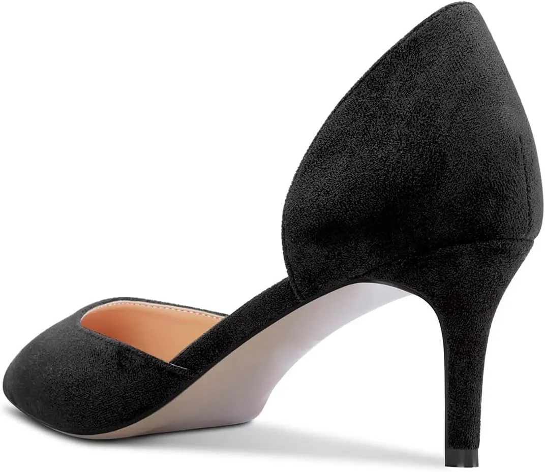 FOWT Women Classic Pointed Toe Pumps Kitten Mid Heel D'orsays Slip on Wedding Evening Prom Shoes Size 4-16 US