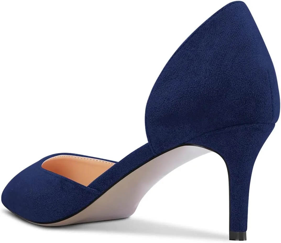 FOWT Women Classic Pointed Toe Pumps Kitten Mid Heel D'orsays Slip on Wedding Evening Prom Shoes Size 4-16 US