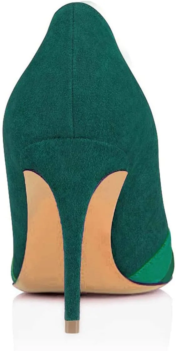 FOWT Women Kitten Heels Pumps High Heel Pointed Toe Pump Slip-on Rainbow Shoes for Dress Party Girl Ladies Full Size 4-16 M US