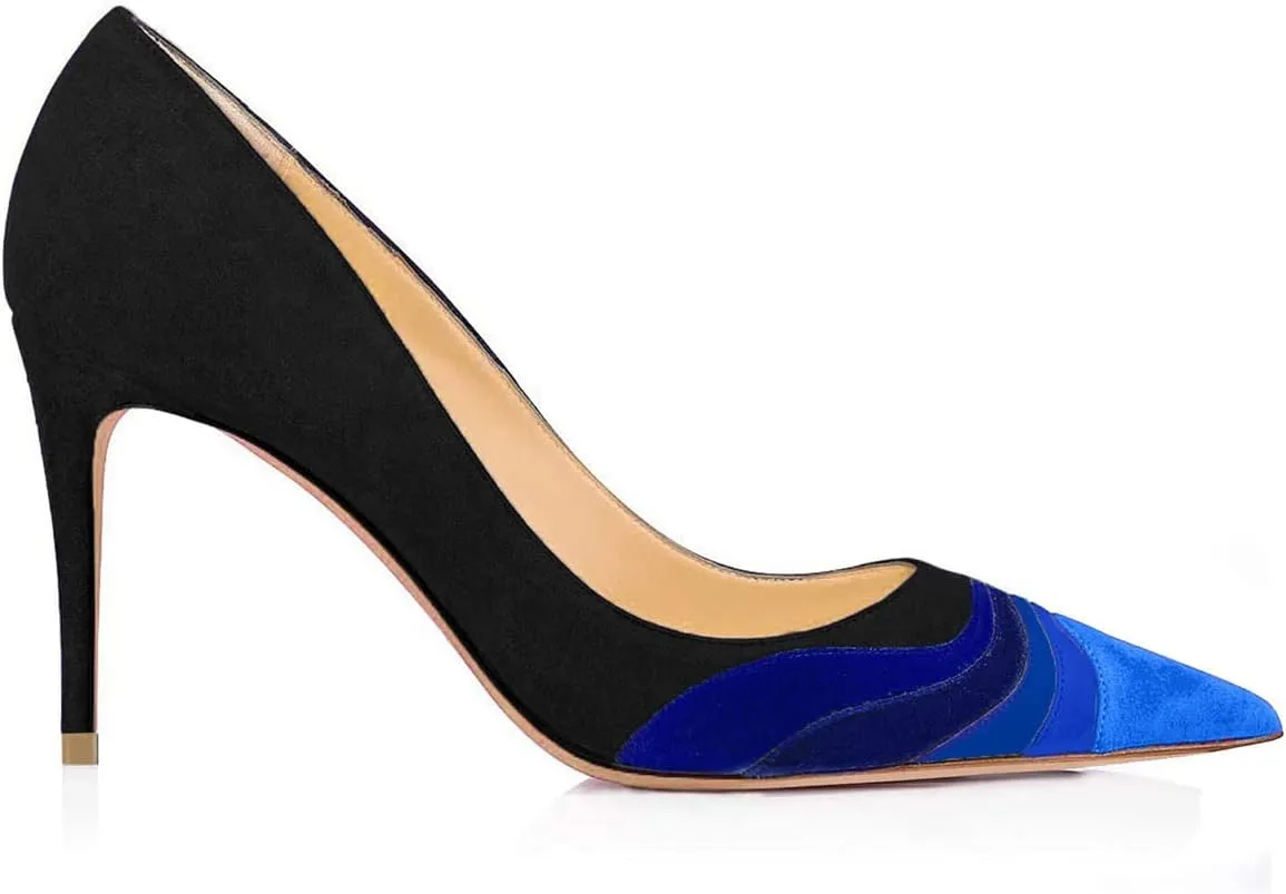 FOWT Women Kitten Heels Pumps High Heel Pointed Toe Pump Slip-on Rainbow Shoes for Dress Party Girl Ladies Full Size 4-16 M US