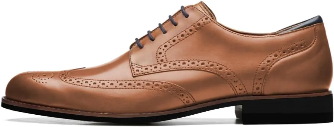 FSJ Men's Oxford Dress Shoes Classic Brogues Wing Tips Lace Up Punched Round Toe Derby Prom Oxford Shoes Size 4-16 US