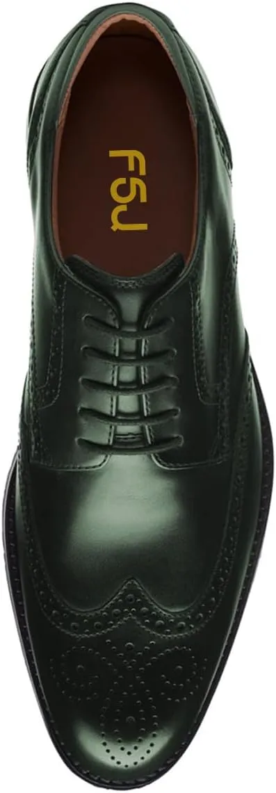 FSJ Men's Oxford Dress Shoes Classic Brogues Wing Tips Lace Up Punched Round Toe Derby Prom Oxford Shoes Size 4-16 US