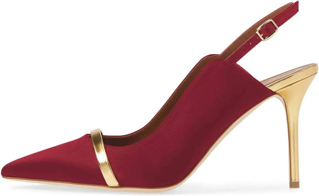 FSJ Women Classy Pointed Toe Thin High Heel Slingback Pump Office Prom Dress Shoes Size 4-15 US
