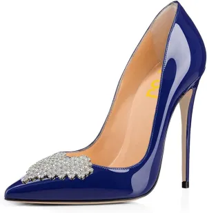 FSJ Women Fashion High Heel Pump Stilettos Pointy Toe Evening Party Dress Print Shoes Size 4-15 US